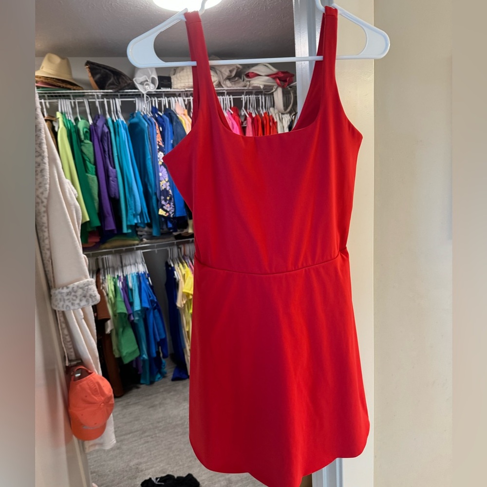 Spanx Booty Boost red square neck athletic dress